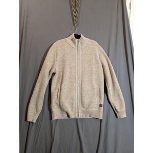 Buffalo David Bitton Cable Knit Sweater Zip‎ Up Men XL Tan